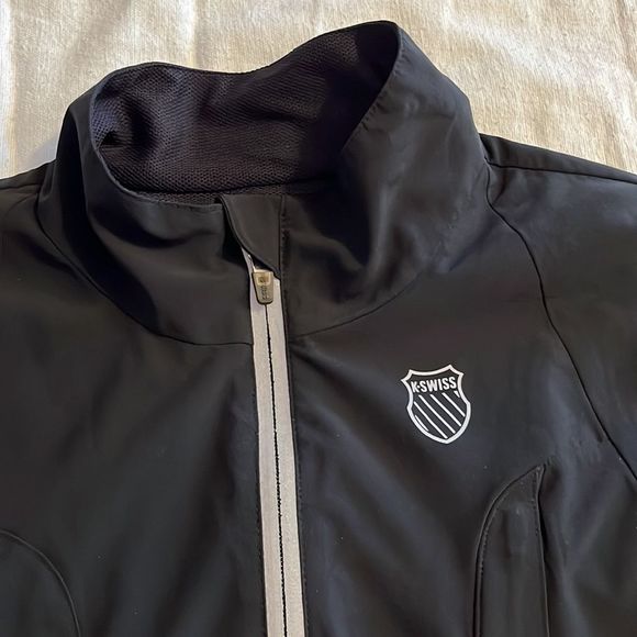 K-SWISS Black Zip-Up Lightweight Vented Reflection Tape Jacket, Size Men’s Large - Picture 3 of 16